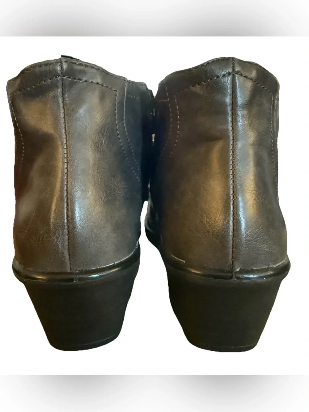 Easy Street Debbie Women's Ankle Booties Gray Faux Leather Lace Up Zipper Size 6